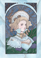 portrait art-deco woman