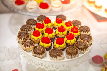 Luxury chocolate handmade candy shape of flower.