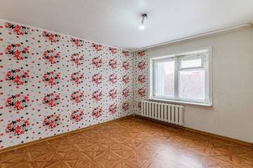 Russia, Moscow- February 15, 2020: interior room apartment modern bright cozy atmosphere. general cleaning, home decoration, preparation of house for sale. empty room renovated