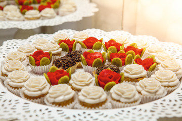 Luxury chocolate handmade candy shape of flower.