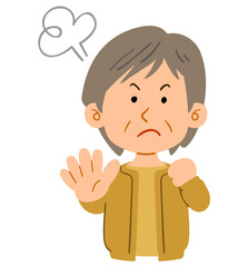 拒否する中年の女性の上半身
