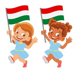 Hungary flag in hand set