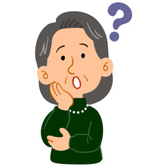 疑問を持つシニアの女性の上半身
