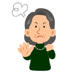 拒否するシニアの女性の上半身
