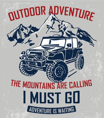 Vector illustration Off Road car. Mountain expedition. For t-shirt print and other uses © cddesign.co