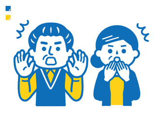 Surprised elderly couple