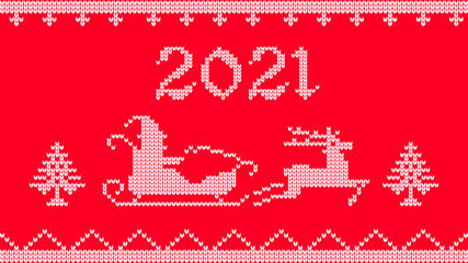2021 knitted Cristmas and New Year card and banner.