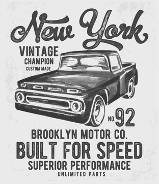 Vector vintage sport racing car, T-shirt Graphics, Vintage typography