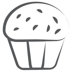 

Bakery cake icon, muffin icon in line design.
