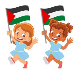 palestine flag in hand set