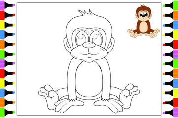 coloring animal for kids, simple vector illustration