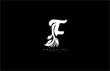 Capital Letter F Monogram Flourishes Logotype