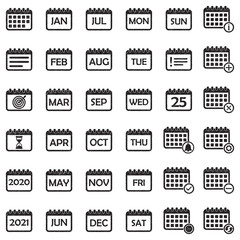 Calendar Icons. Black Scribble Design. Vector Illustration.