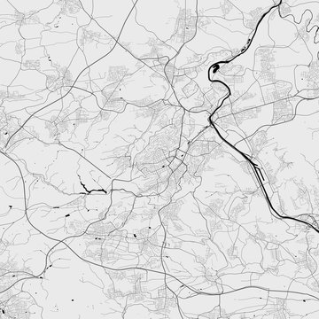 Urban city map of Stuttgart. Vector poster. Grayscale street map.