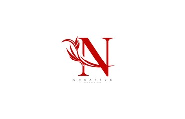 Letter N Elements Red Sharp Shapes Logotype