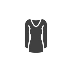 Women dress vector icon. filled flat sign for mobile concept and web design. Dress with long sleeve glyph icon. Symbol, logo illustration. Vector graphics