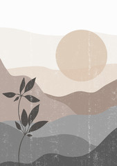 Mid century sunset print boho minimalist printable wall art