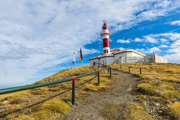Fototapeta na wymiar Lighthouse on Magdalena island in Chile