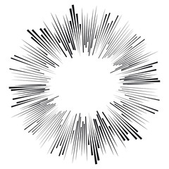 Obraz premium Radial speed Lines in Circle Form for comic books . fireworks Explosion background . Vector Illustration . Starburst round Logo . Circular Design element . Abstract Geometric star rays . Sunburst .