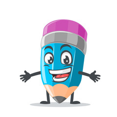 vector illustration of mascot or pencil character open hand