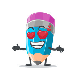 vector illustration of mascot or pencil character with love eye