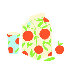 Fruit Juice pack cartoon  style illustration