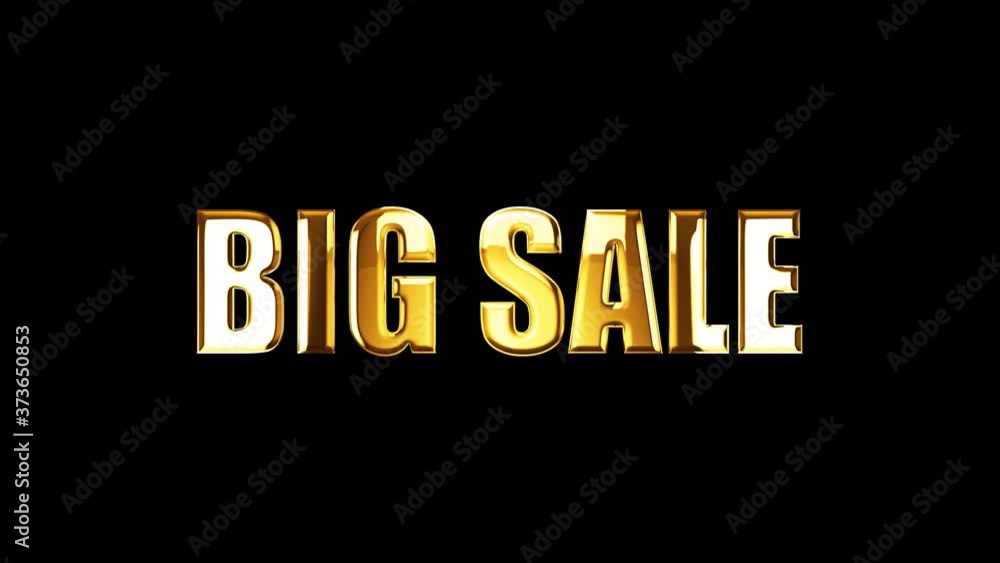 Poster big sale golden text with light effect. 4k 3d rendering isolated transparent with alpha channel quic