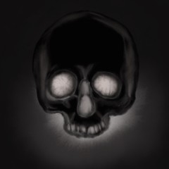 black skull Human Isolated On Black Background