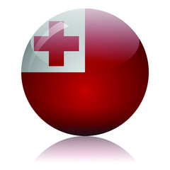 Fototapeta premium Tongan flag glass icon vector illustration