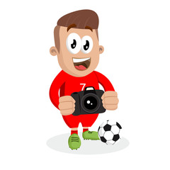 Portugal national football players mascot with camera pose