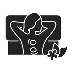 SPA body treatments black glyph icon. Cleanse, exfoliate, and hydrate the skin on body. Pictogram for web page, mobile app, promo. UI UX GUI design element