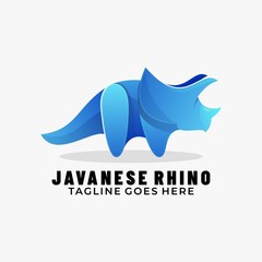 Vector Logo Illustration Rhino Gradient Colorful Style.