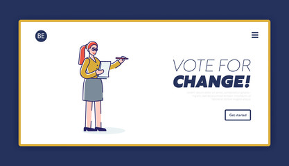 Vote for change template landing page with election and democracy concept