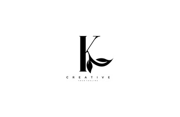 Initial Letter K Linked Monogram Nature Leaf Logotype