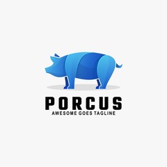 Vector Logo Illustration Pig Gradient Colorful Style.
