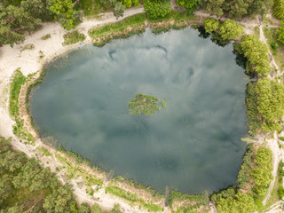 Aerial view. Lake in the Kiev park.