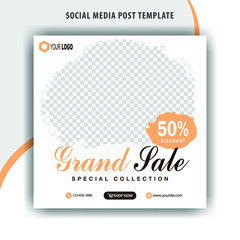 Fashion grand sale post banner or square flyer template
