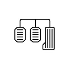 Car pedals, vector linear icon.