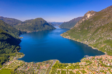 Naklejka na ściany i meble Aerial View of lake Lugano