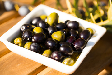 farm olives on table in olive garden