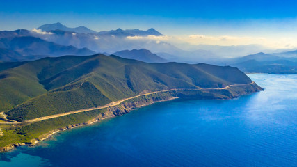 Obraz premium Aerial view of Corsica coastline