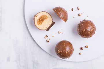 delicious chocolate cake on a white plate