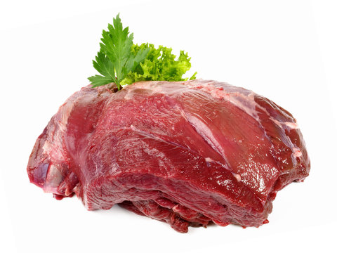 Raw Wild Boar Roast - Wild Game Meat on white Background - Isolated