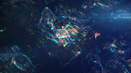 Glitching waves with pixel noise 3D rendering illustration