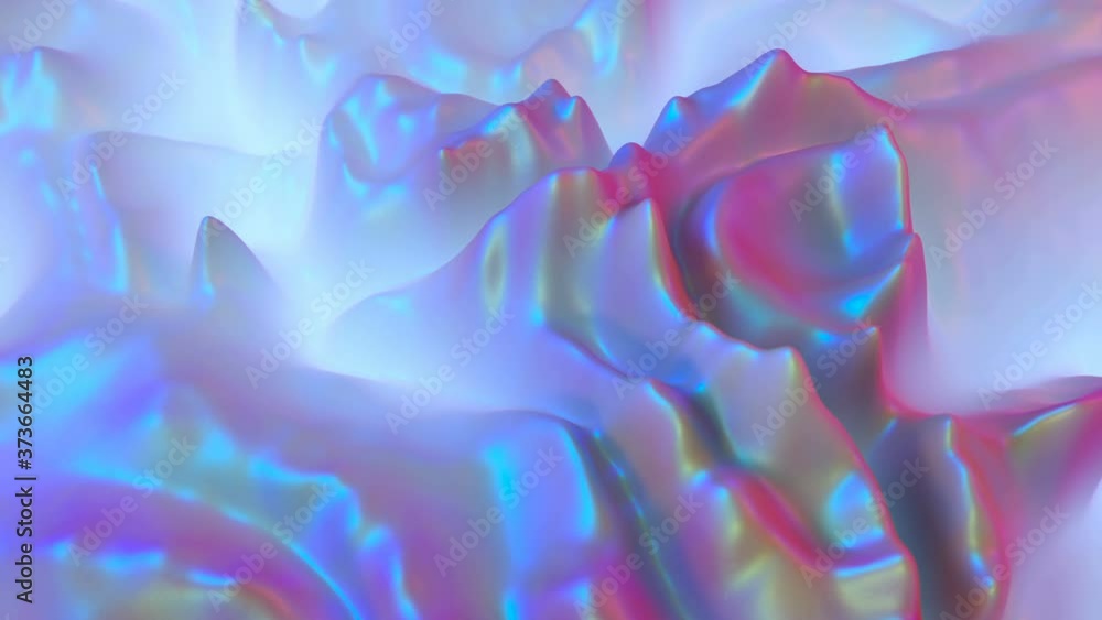 Poster iridescent holographic foil shape. 3d render seamless loop animation