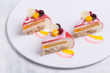 delicious strawberry cake on a white plate