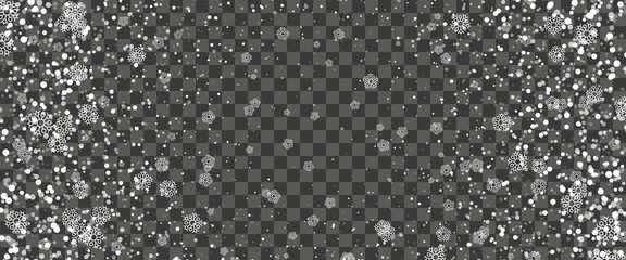 Snowfall and falling snowflakes