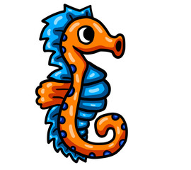 Stylized Adorable Happy Little Seahorse