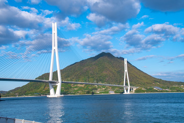 夕方の多々羅大橋　愛媛県今治市　Tatara-Ohashi bridge in the late afternoon in Imabari city, Ehime pref. Japan