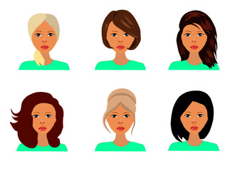 vector network of women's hairstyles